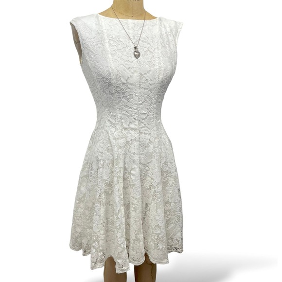 Ethereal Coquette Dainty Fit and Flare Lace Dress Fairy Romantic Elegant Size S - Picture 6 of 11